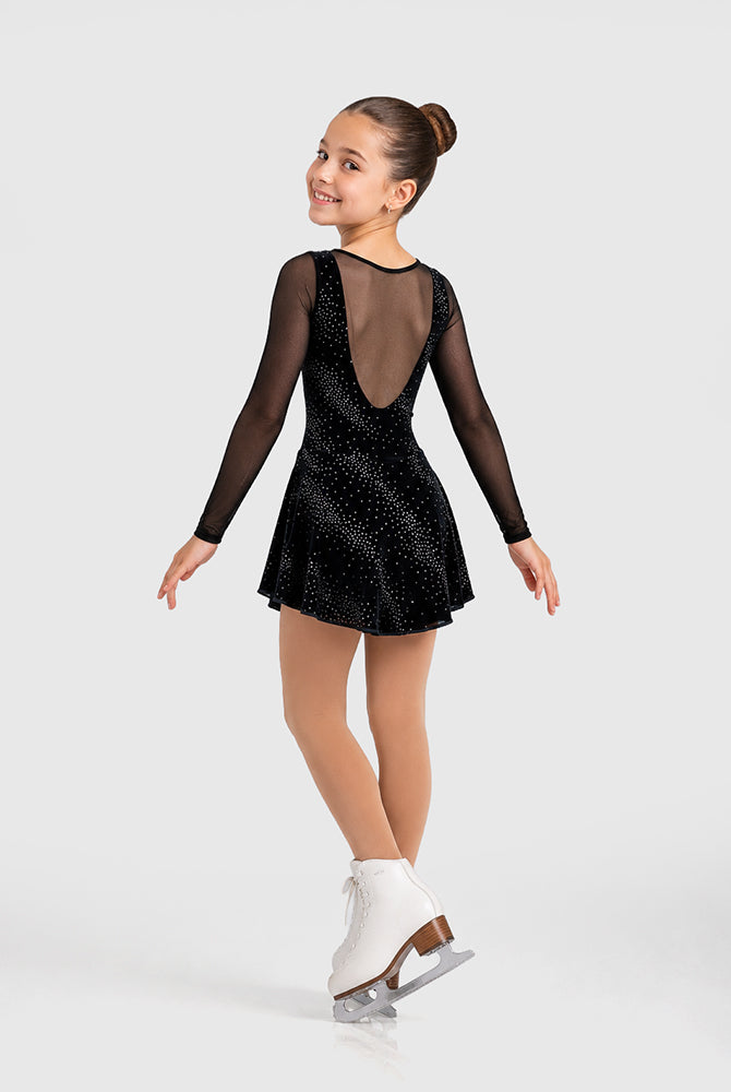 Glittering velvet long sleeve dress