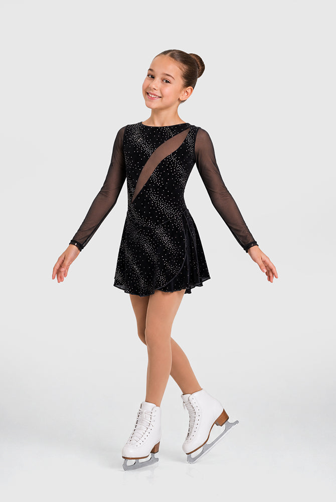 Glittering velvet long sleeve dress