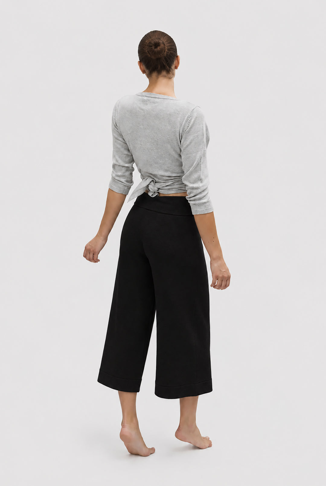 Soft cotton cashmere knit gaucho pants