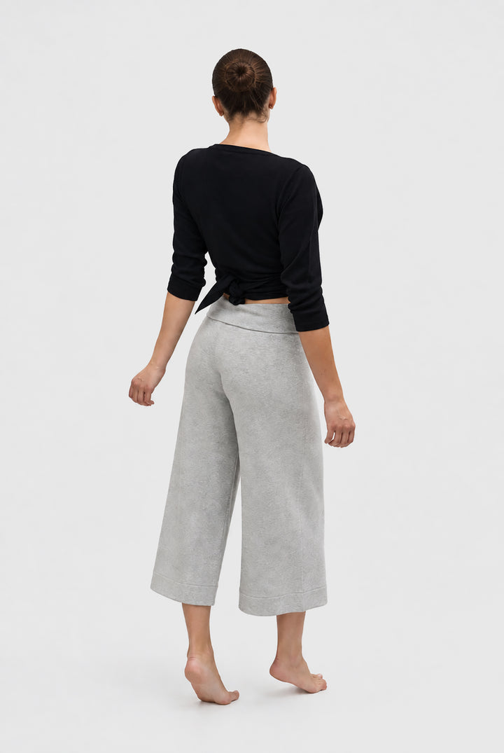Soft cotton cashmere knit gaucho pants