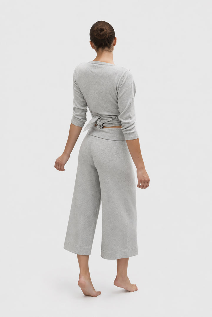 Soft cotton cashmere knit gaucho pants