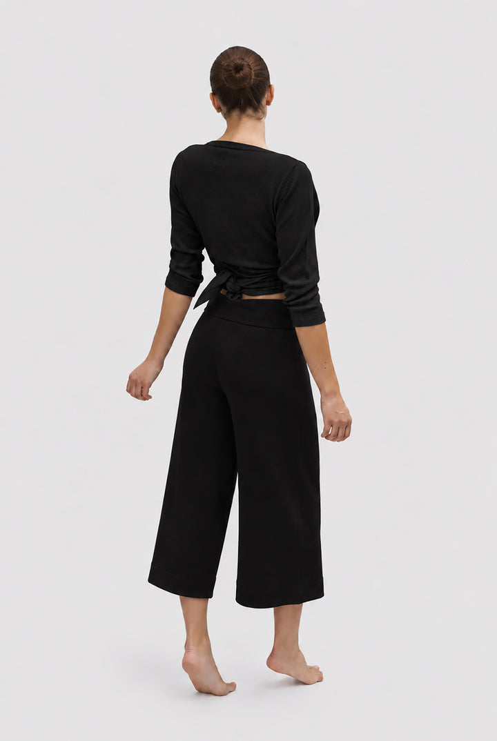 Cotton and cashmere knit wrap shirt