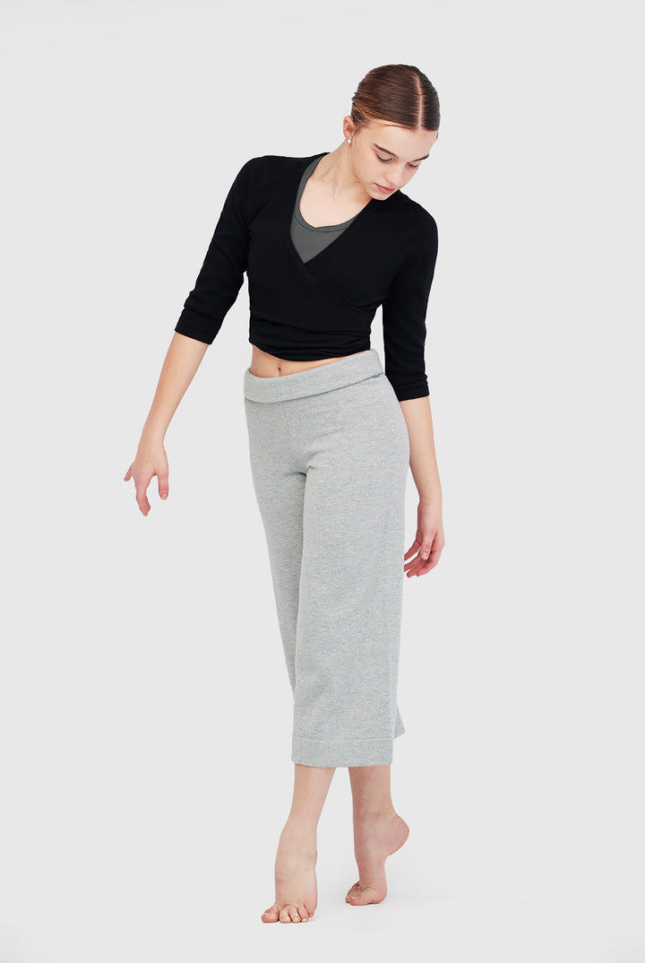 Cotton and cashmere knit wrap shirt