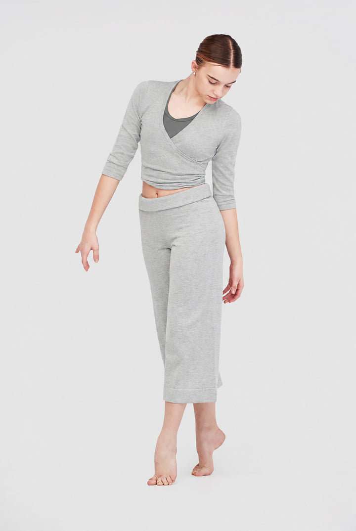 Cotton and cashmere knit wrap shirt