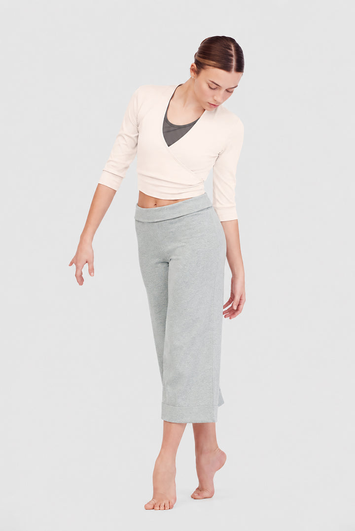 Cotton and cashmere knit wrap shirt