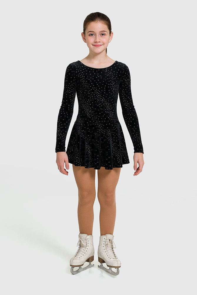 Robe de velours scintillant à manches longues