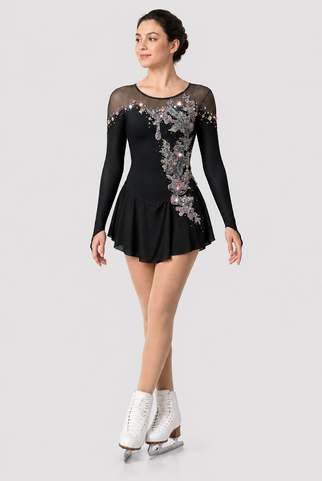 Shiny nylon long sleeve dress